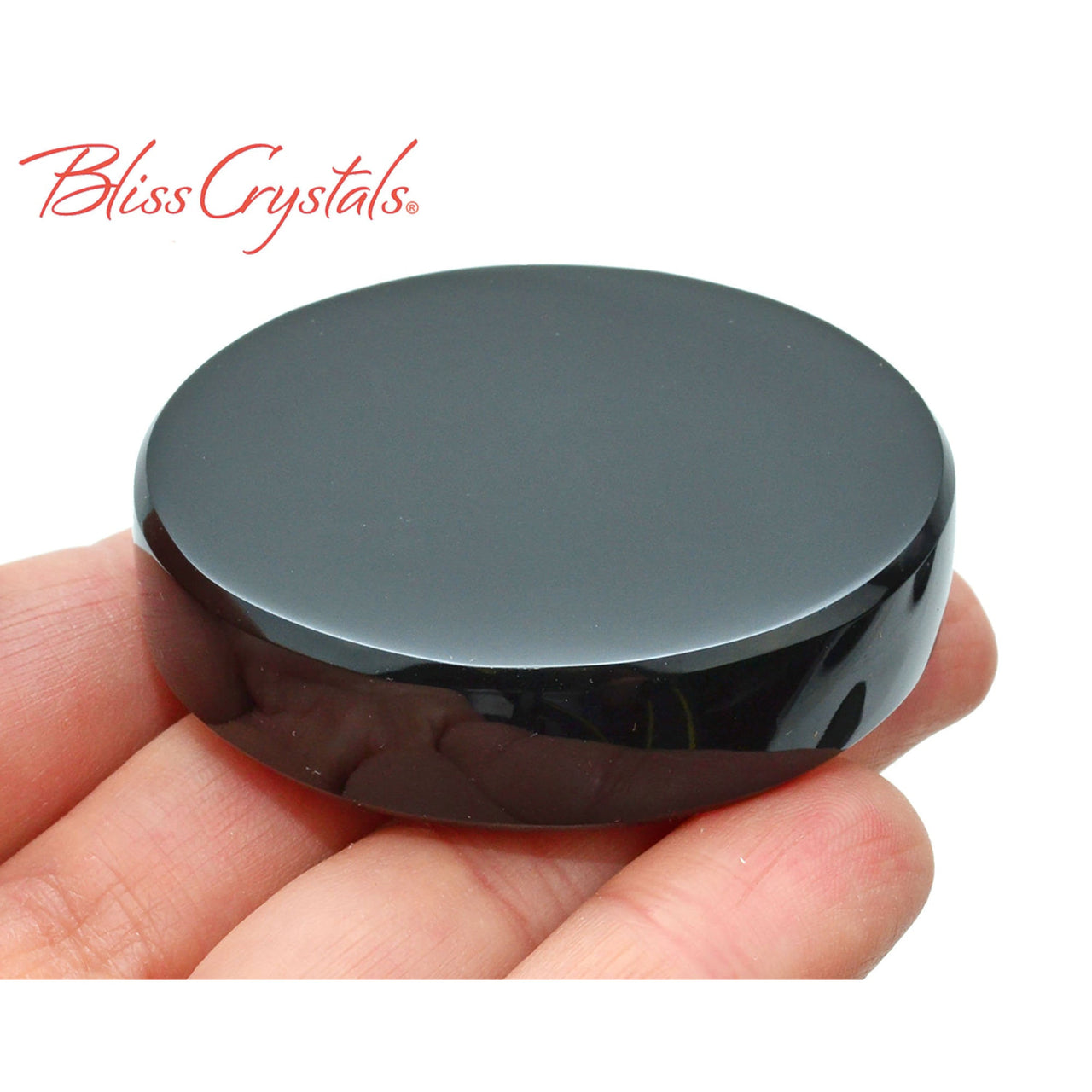 1 BLACK OBSIDIAN 2 Scrying Mirror Round Plate Polished Altar