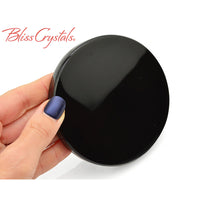 Thumbnail for 1 BLACK OBSIDIAN 3 Scrying Mirror + Stand Round Plate 