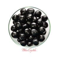 Thumbnail for Black Obsidian Tumbled Stone with Black Pearl Pearls - Strength #BC131