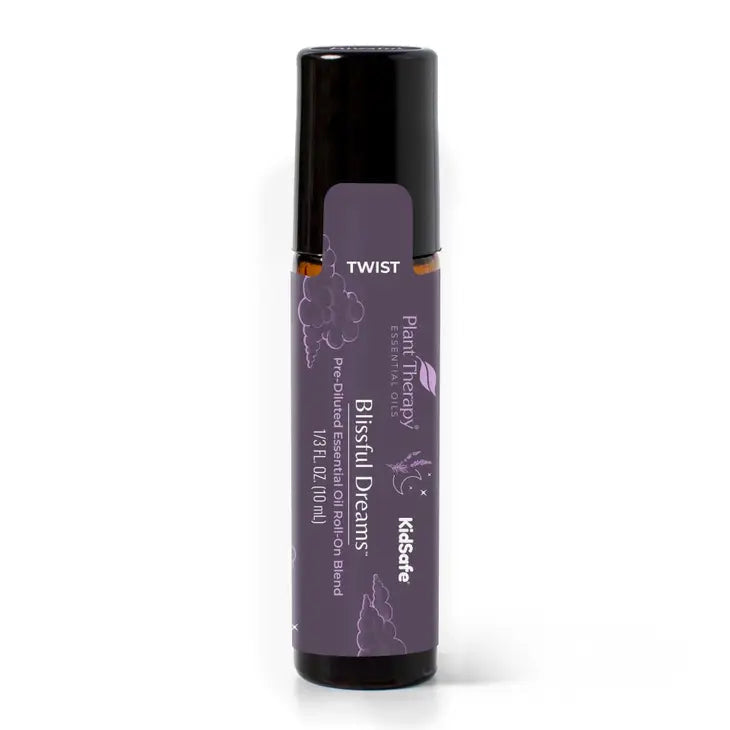 Blissful Dreams Essential Oil Pre-Diluted Roll-On Bottle on Purple Background #LV3553