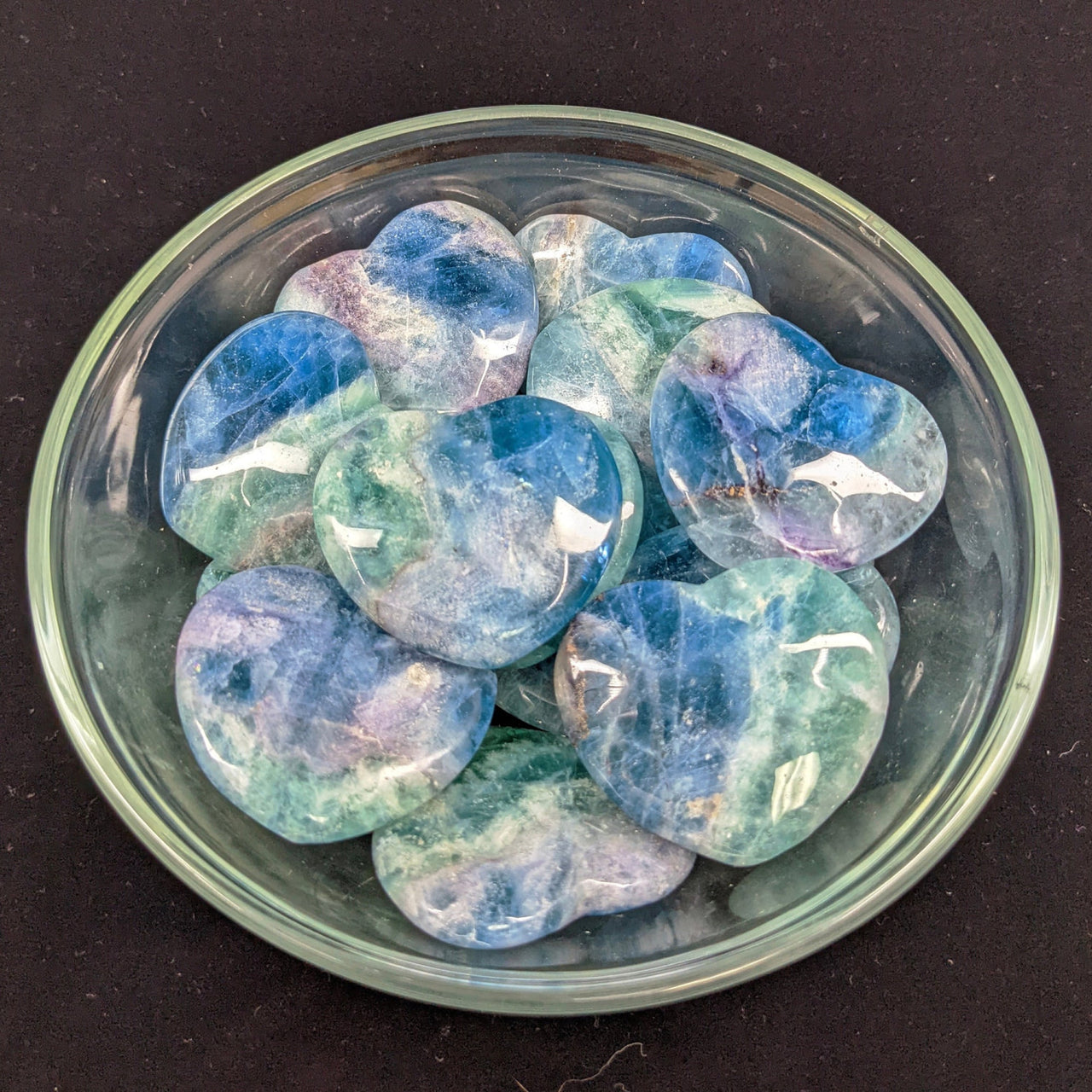 1 Blue Green Fluorite 40 mm Heart (33g) #SK6328