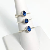 Thumbnail for Sterling silver ring with three blue kyanite stones on top - Blue Kyanite Faceted Dainty