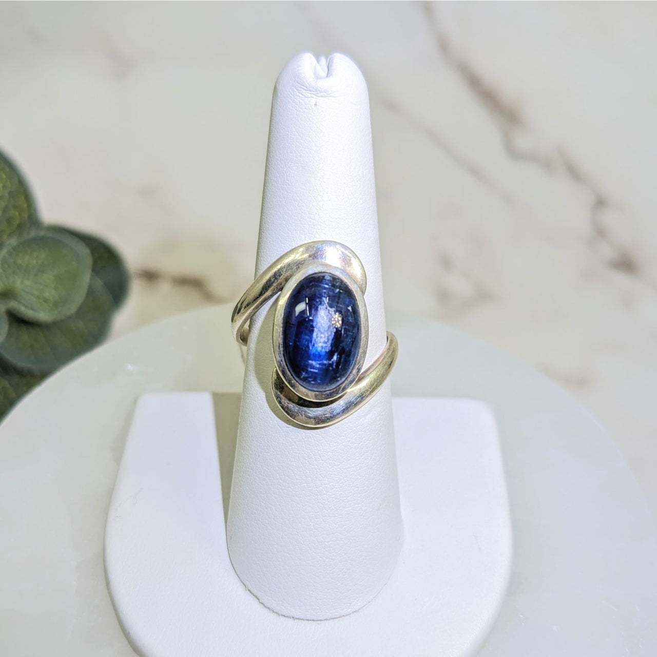 Blue Kyanite Size 7.5 Sterling Silver Ring #J952 with a brilliant blue sapphire stone