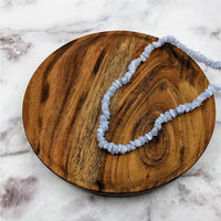 Thumbnail for Blue Lace Agate Chip Bead Strand Necklace #LV3658 on a wooden plate