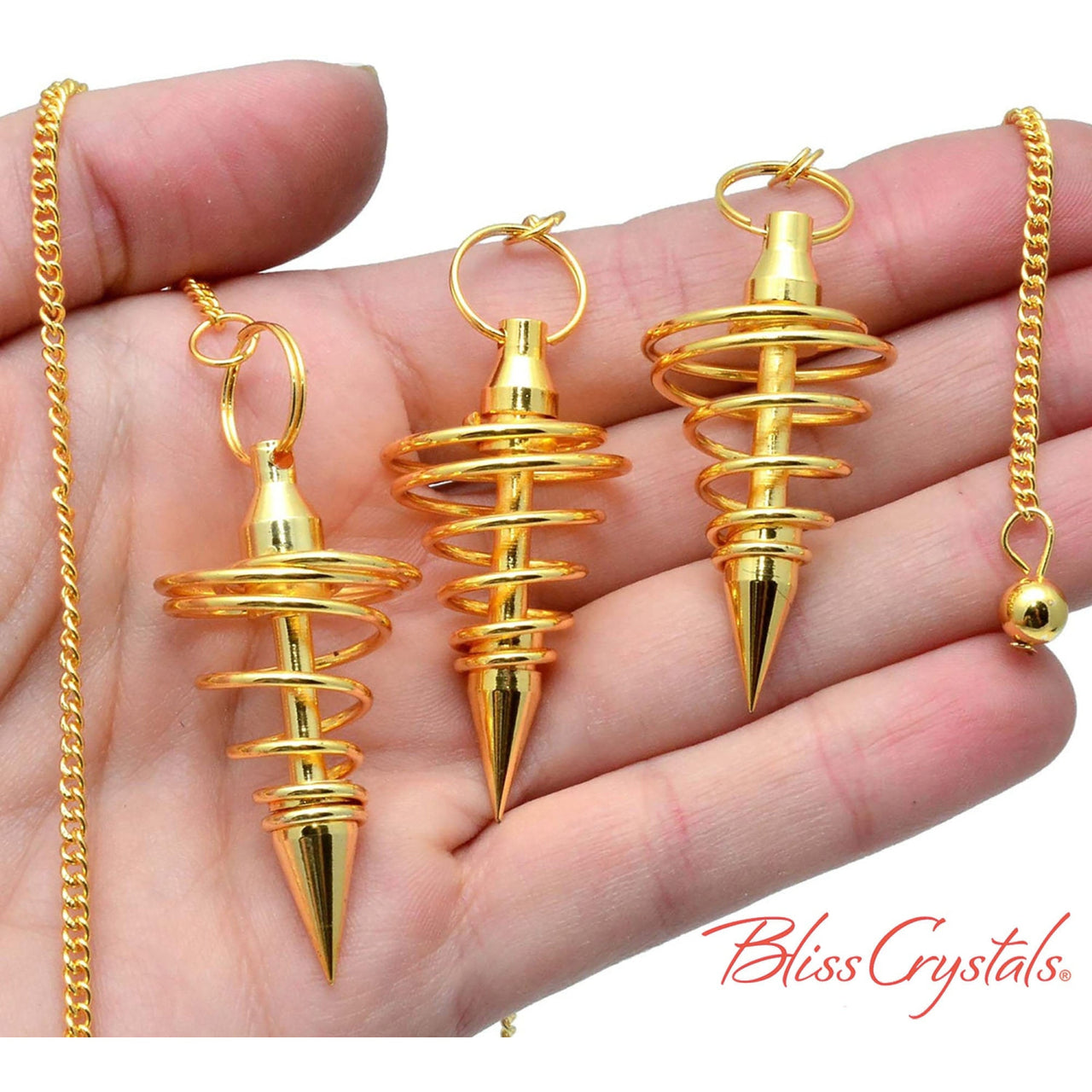 1 Brass Plated PENDULUM Chain + Bag Divination Tool #R13