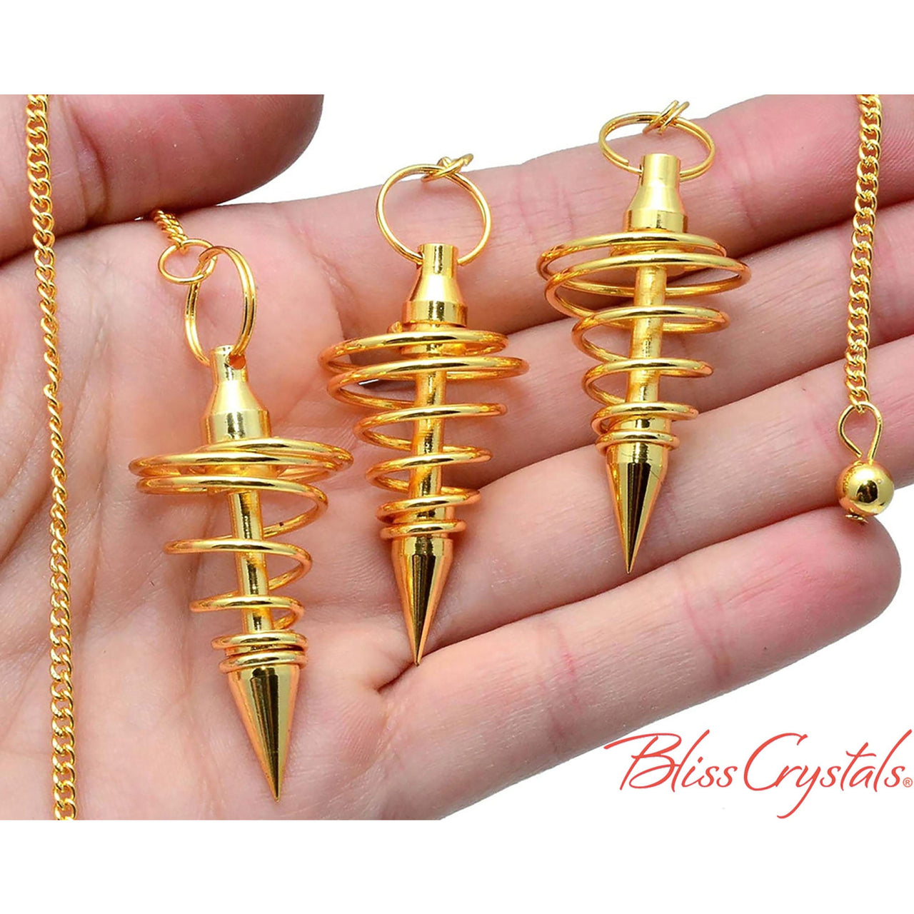 1 Brass Plated PENDULUM Chain + Bag Divination Tool #R13