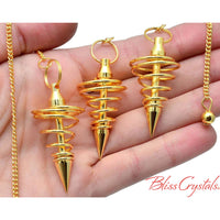 Thumbnail for 1 Brass Plated PENDULUM Chain + Bag Divination Tool #R13