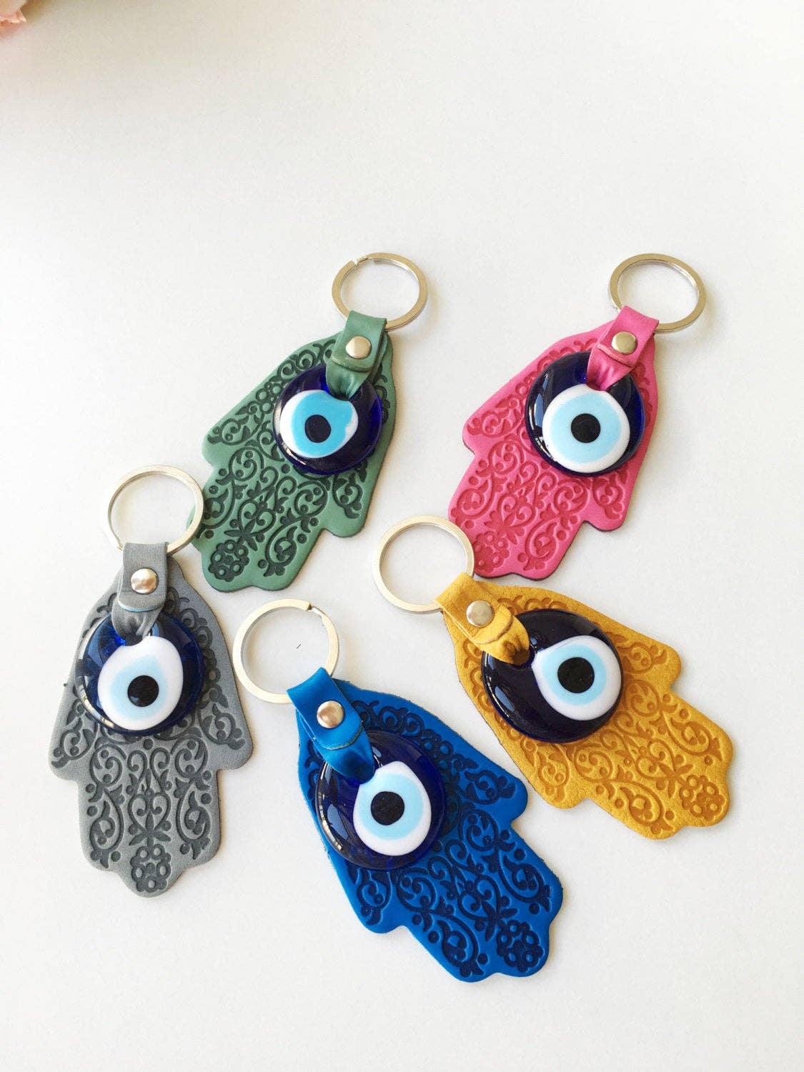 Hamsa Hand Evil Eye Keychain #Q385