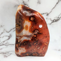 Thumbnail for Marble sculpture of brown and white stone with pattern, Carnelian 8.3’ Jumbo Freeform #LV3100