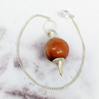 Thumbnail for Elegant Carnelian Marble Pendulum Necklace with Orange Stone - Product #J592