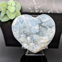 Thumbnail for Heart-shaped aquamarine quartz with plant - Celestite 3’ Geode Heart #LV5710