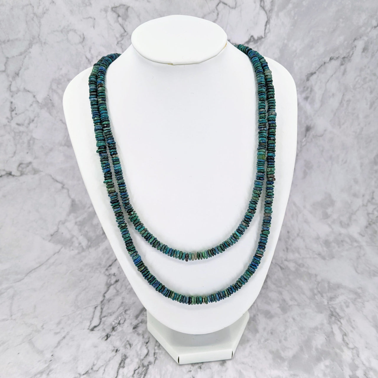 Chrysocolla Necklace 18’-19’ Adjustable #LV1575 with green and blue glass beads