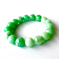 Thumbnail for Green jade bracelet with white bead, Chrysoprase Bracelet Large Bead 13 mm #VT024