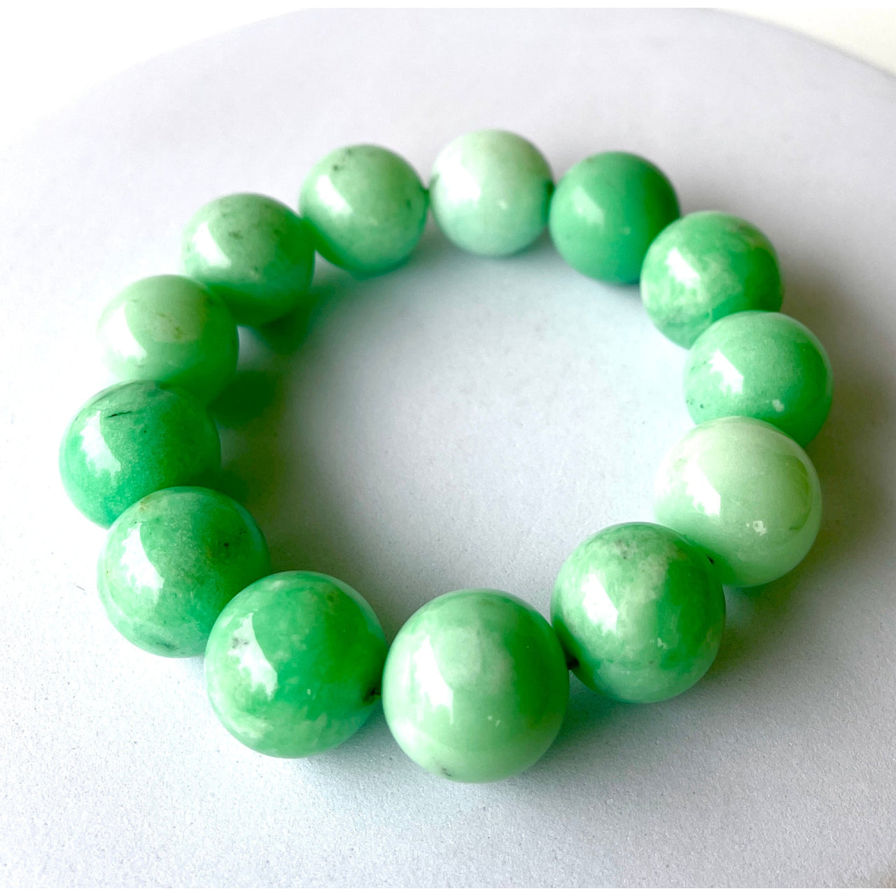 Green jade bracelet with white bead from Chrysoprase Bracelet XL Bead 18 mm #VT025