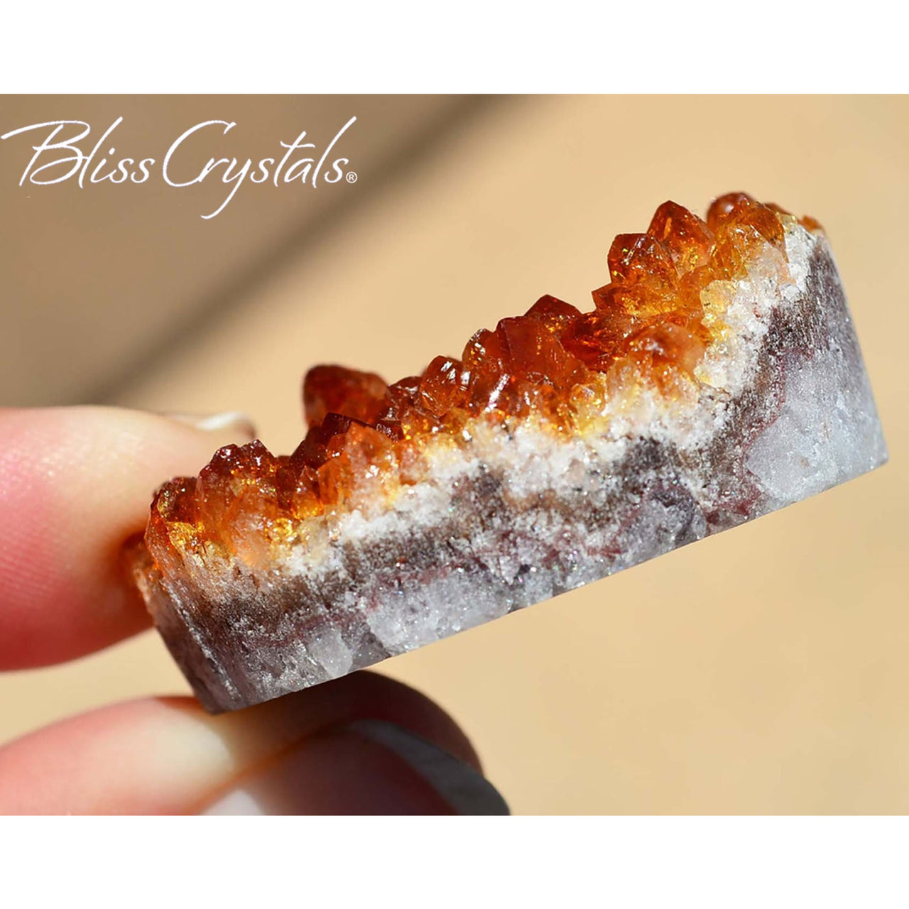 Sparkley! 1 CITRINE Cut Geode Cabochon #SR21