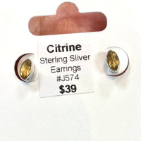 Thumbnail for Close-up of hands holding Citrine Faceted Marquis Sterling Silver Earrings #J574