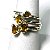 Thumbnail for Citrine Faceted Sterling Silver Ring Dainty Stacking Style – Sizes 4-10 #SK6773