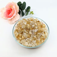 Thumbnail for A radiant bowl of yellow citrine crystals paired with a rose, featured as Citrine Fire & Ice Gravel