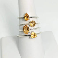 Thumbnail for Citrine and white topaz ring in sterling silver, perfect for stacking, sizes 4-10