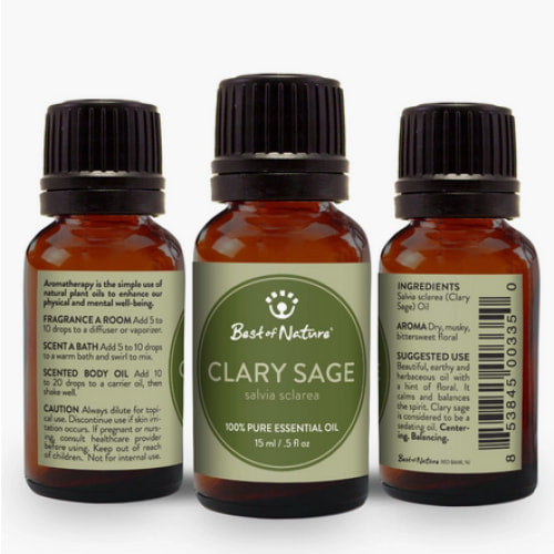 Three bottles of Clary Sage Essential Oil Single Note by Best of Nature #BN47