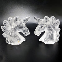 Thumbnail for Clear quartz horse head earrings, 2.5’ Unicorn Carving #LV2316. Stylish and elegant jewelry