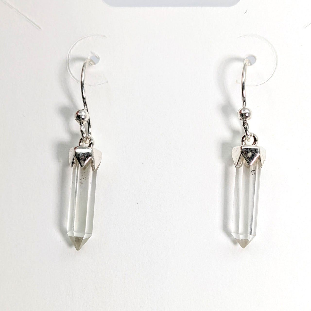 Clear Quartz Sterling Silver Point Dainty Earrings Pair #SK9386 - Elegant Jewelry