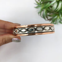 Thumbnail for Rose gold and silver ring displayed with Copper & Silver 2.5’ Cuff Bracelet #LV2767