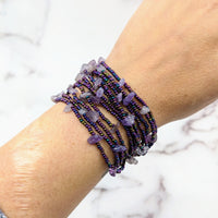 Thumbnail for Purple quartz bracelet from Crystal Beaded 12 Strand 8’ Bracelet w/ Magnet Clasp #LV1805