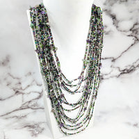 Thumbnail for Multi Bea Crystal Beaded 12 Strand 30’ Necklace LV2655 on display