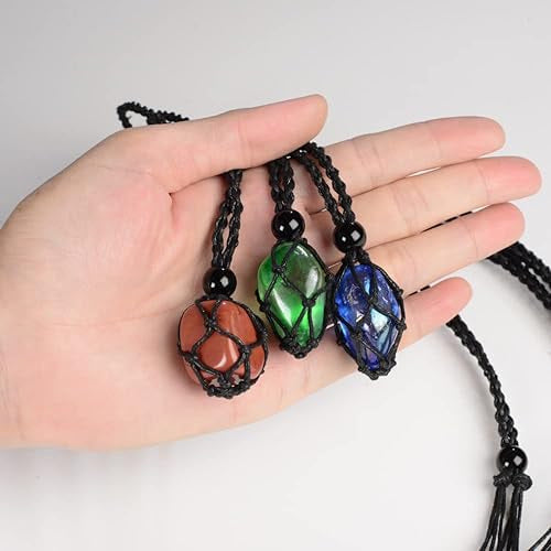 Hand holding a Crystal Holder Necklace & Bracelet #J100 with multicolored beads