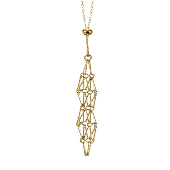 Gold Necklace with Geometric Design - Crystal Holder Necklace & Bracelet #J100