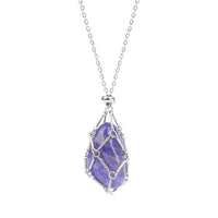 Thumbnail for Crystal Holder Necklace & Bracelet #J100 featuring a purple stone pendant