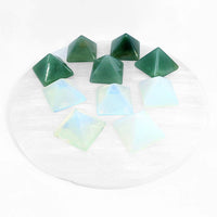 Thumbnail for White plate with glass pieces from ’Crystal Pyramid 1’ Assorted: Opalite, Green Aventurine #LV2413’