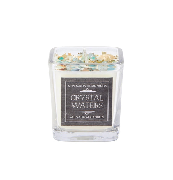 Crystal Waters: Ritual Candles, Soy Candle, Crystal Candles: 7.5oz Square Glass #LV5341