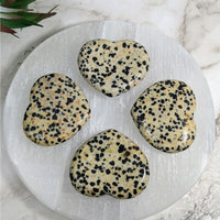 Thumbnail for Dalmation Jasper Heart Stone LV4038 with cookies on a white plate and green plant background