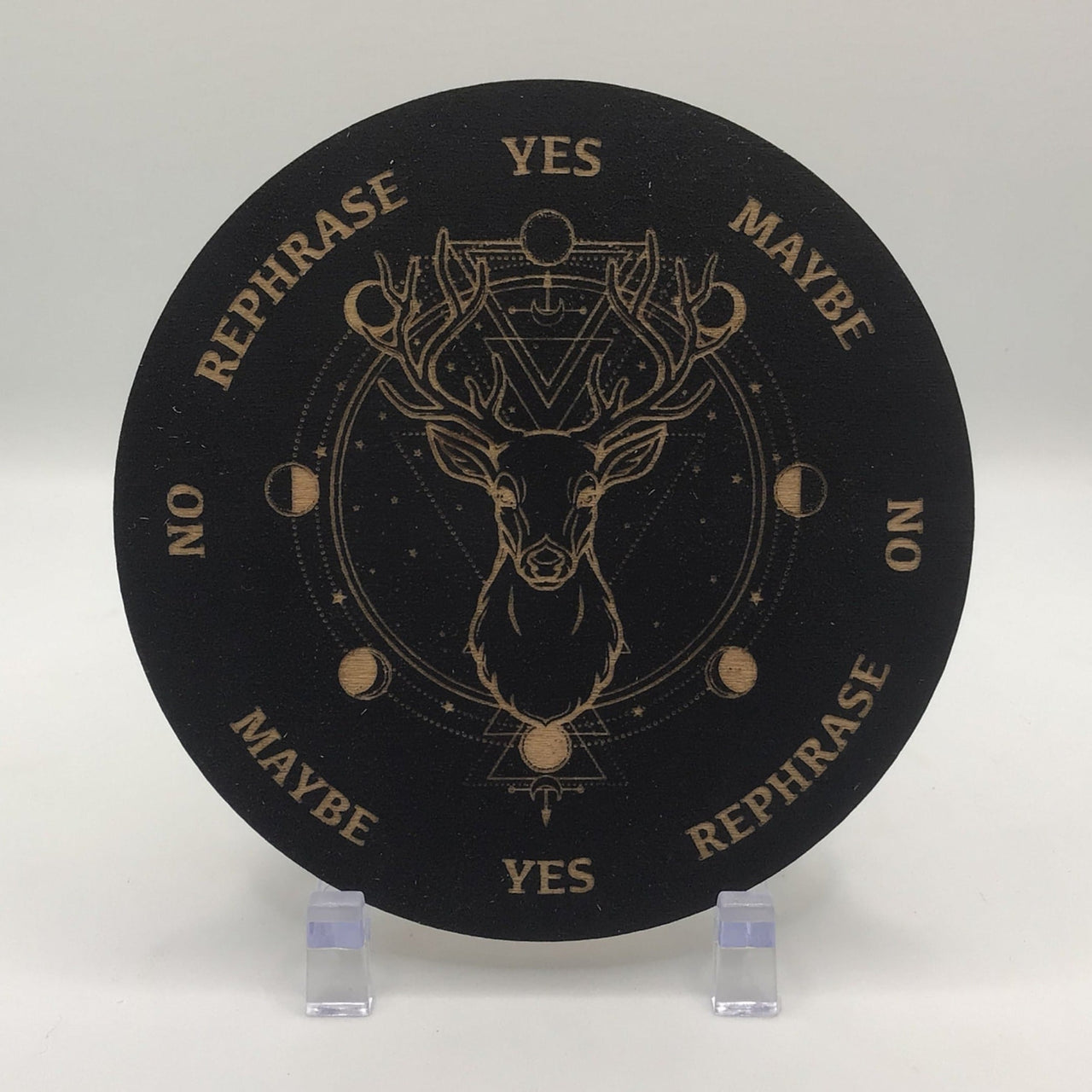 Deer Moon Phase 4 Black Wood Pendulum Board #SK2203D - $19