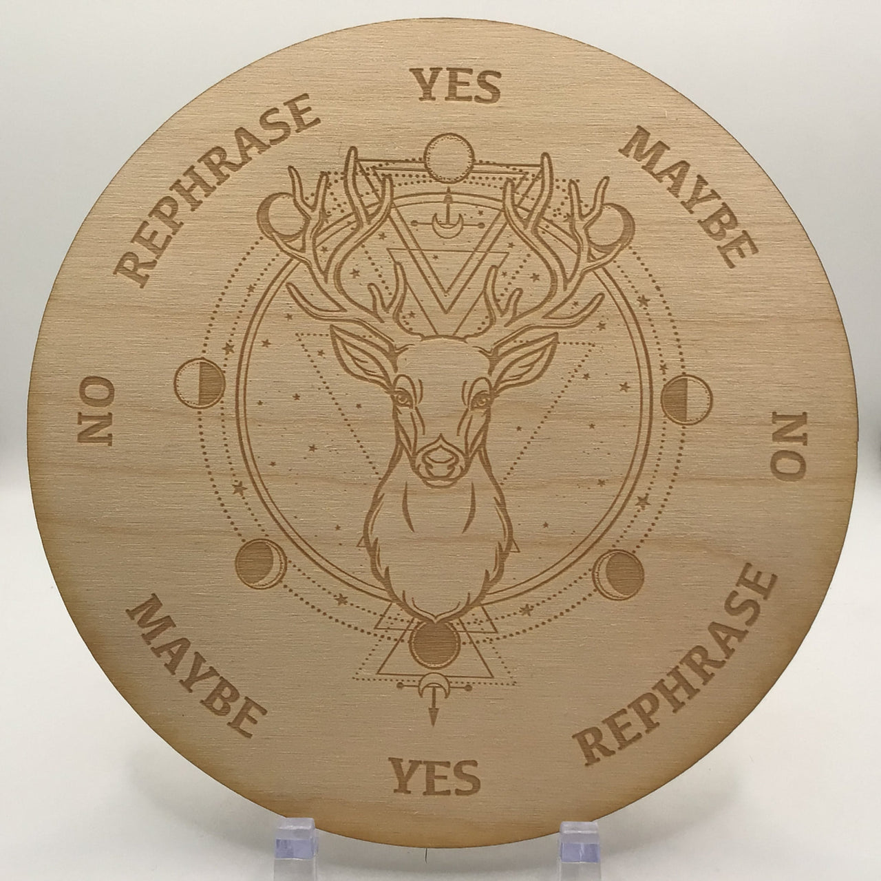 Deer Moon Phase Etched Wood Pendulum Board with Deer Head and Quote - Customizable #SK2203