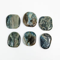 Thumbnail for Dianite 1.6-1.8’ flat palm stones set of four green and black marble coasters #LV2497