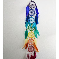 Thumbnail for Dreamcatcher for 7 Chakras w/ Feathers #SK9575 hanging on a wall