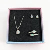 Thumbnail for Ethiopian Opal Jewelry Set - Necklace and Ring in Box - 3pc. Sterling Silver #SK9024