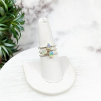 Thumbnail for Ethiopian Opal Polished Prong Setting Sterling Silver Dainty Stackable Ring