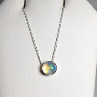 Thumbnail for Sterling silver necklace with rainbow glass pendant on adjustable chain