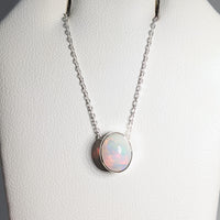 Thumbnail for Ethiopian Opal Sterling Silver Slider Pendant on Adjustable Chain Necklace #SK7302