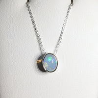 Thumbnail for Close-up of a Sterling Silver Necklace with Ethiopian Opal Slider Pendant #SK7302