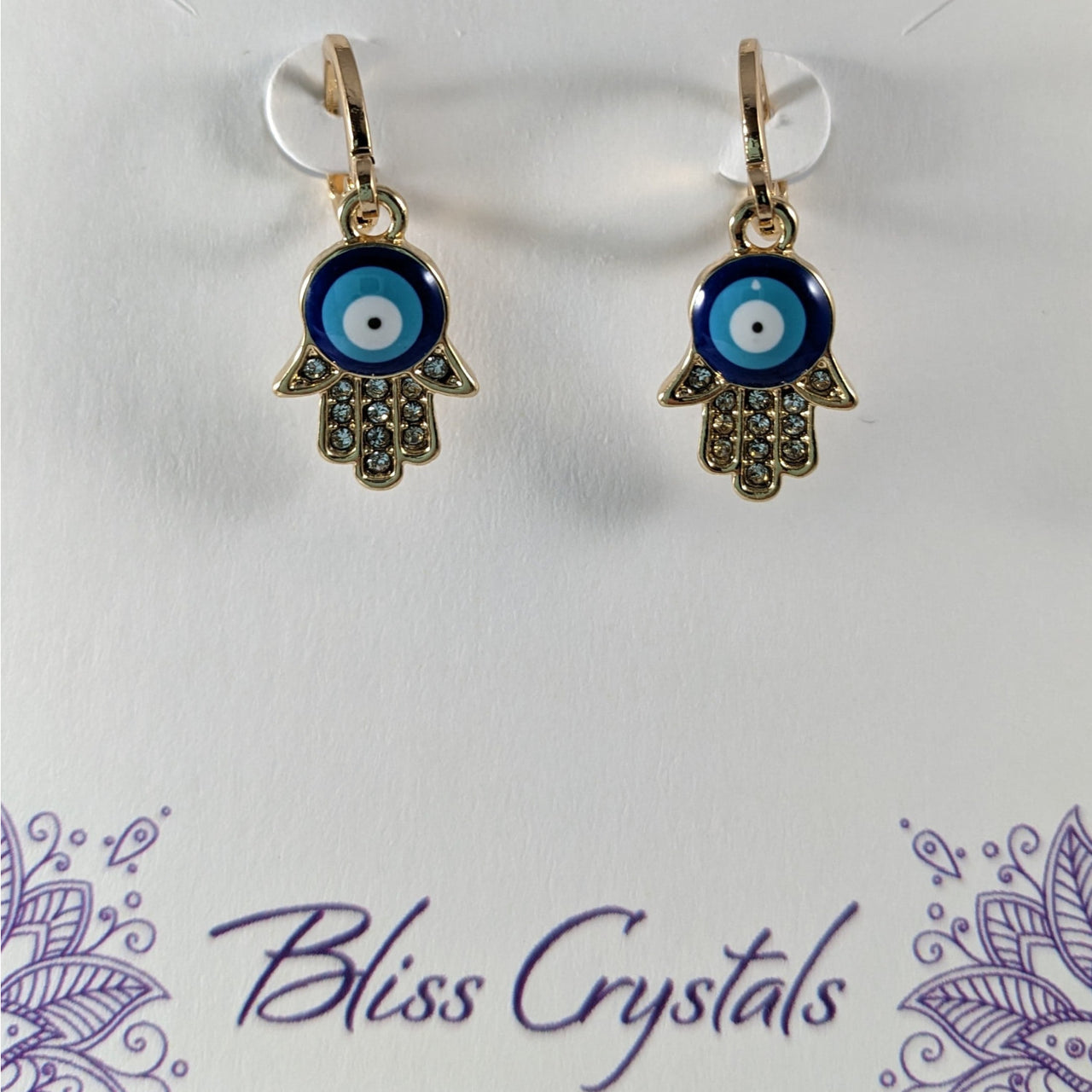 Blue Evil Eye Gold Plated Copper Earrings for protection - Evil Eye Earrings #J744