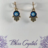 Thumbnail for Blue Evil Eye Gold Plated Copper Earrings for protection - Evil Eye Earrings #J744