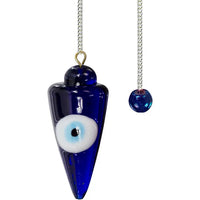 Thumbnail for Blue evil eye necklace with a silver chain - Evil Eye Talisman Pendulum #J048