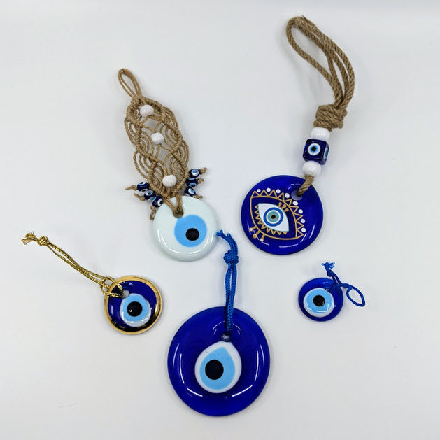 A collection of evil eye pendants displayed in our Evil Eye Wall Hangings #Q224