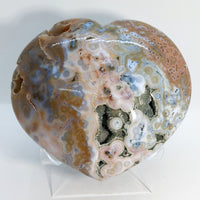 Thumbnail for Ocean Jasper Marovato Heart with Stand: Multi-colored Marble Sphere (1613g) #SK8085