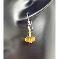 Thumbnail for Faceted Citrine Dangle Earrings #J554 featuring a yellow glass bead on a silver earring